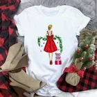 Женские футболки с рисунком рождественской елки, модная одежда с коротким рукавом в стиле Харадзюку, женские футболки, футболки с рисунком, футболка, женская футболка