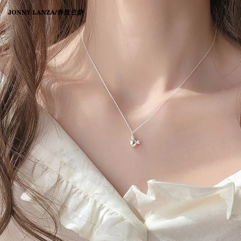 

925 Sterling Silver Simple Accessories with Mouse Crystal Pendant Non-Mainstream Elegant Zodiac Clavicle Chain for Girlfriend