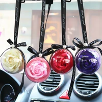 immortal rose colorful soap flower ornaments pendant car rearview mirror hanging for unique parts portable car ornaments