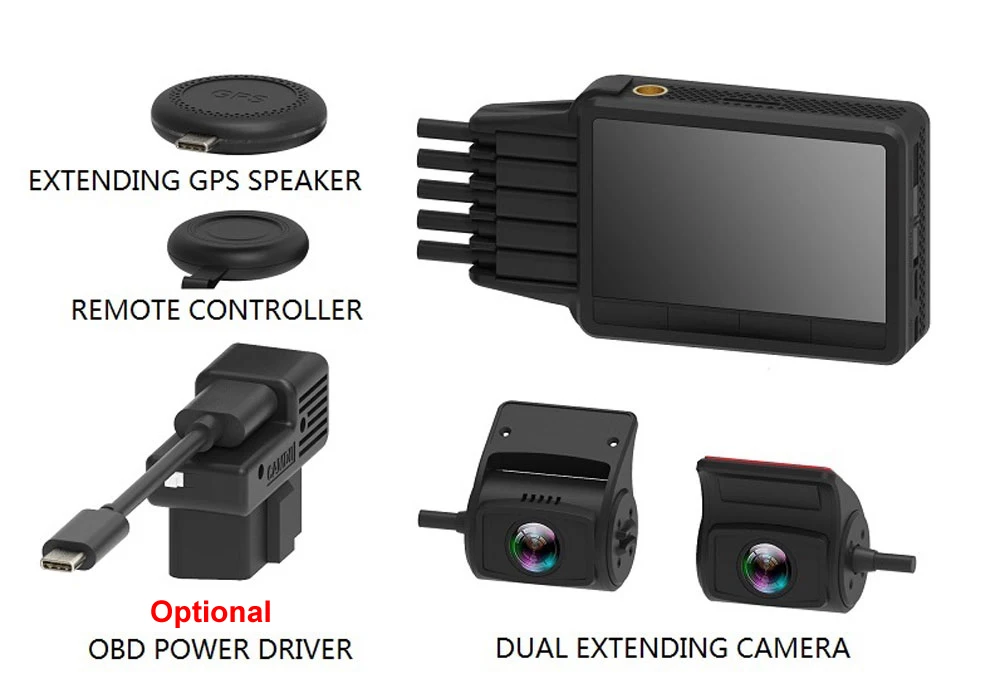 Автомобильный видеорегистратор Conkim с двумя объективами s K2S GPS + WIFI DVR фронтальная
