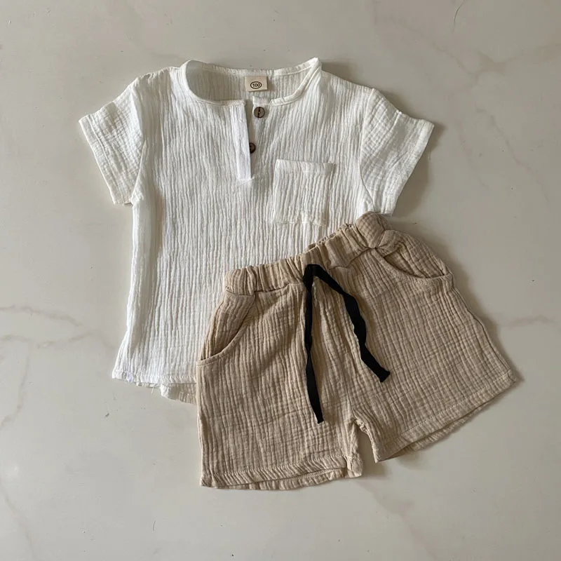 Комплект одежды из 2 предметов для мальчиков и девочек хлопка льна | Детская