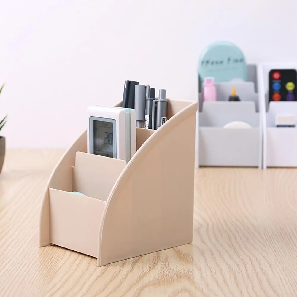 

Trapezoidal Storage Box Creative Living Room Desk Top Organize Three Compartment Plastic Cosmetic Storage Box
