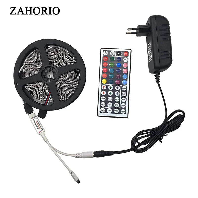 Светодиодная лента гибкая RGB 5050 SMD 2835 5/10/15 м 12 В пост. тока + удаленный контроллер