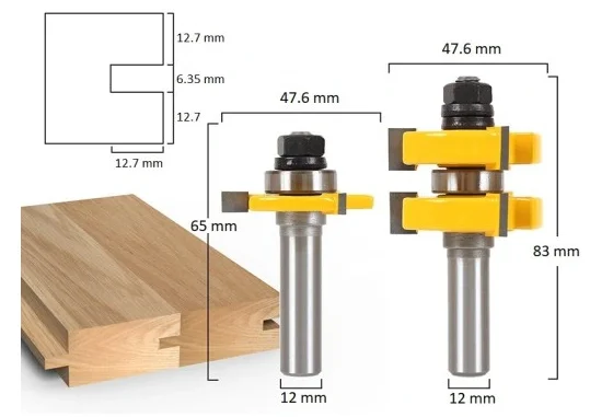 

2pc 8mm Shank Tongue & Groove Router Bit Set Woodworking cutter Tenon Cutter for Woodworking Tools