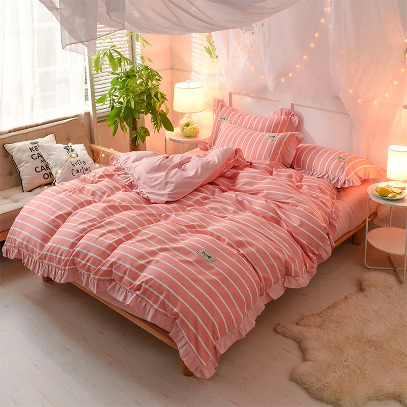 4 шт. хлопковые комплекты постельного белья с принтом в клетку|Комплекты белья| |