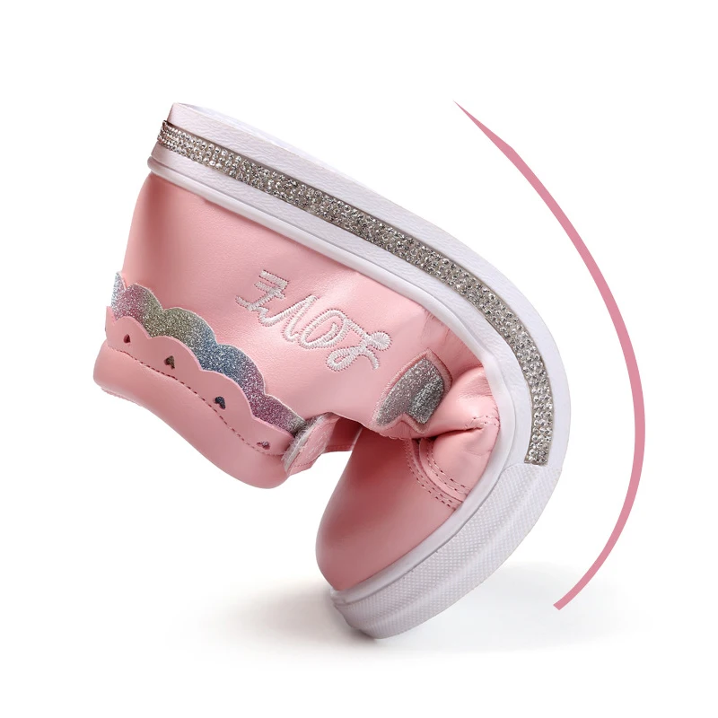 Girls Rhinestone Sports Shoes Spring Bling PU Leather High Top Students Sneakers #27-37 Fashion Tennis Running | Детская одежда и