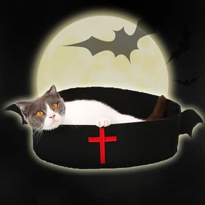 Dog Cat Bed Bats Design Cat House Pet Halloween Sleeping Mat Christmas Old Man Belt Cat Bed For Small Dog Gatos Accessories