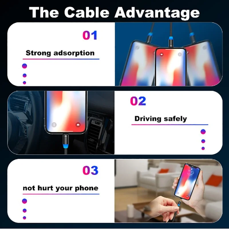 Magnetic USB Cable Fast Charging USB C Cable LED Magnetic Charger Data Charge Micro USB For Samsung S10 For Xiaomi For Huawei