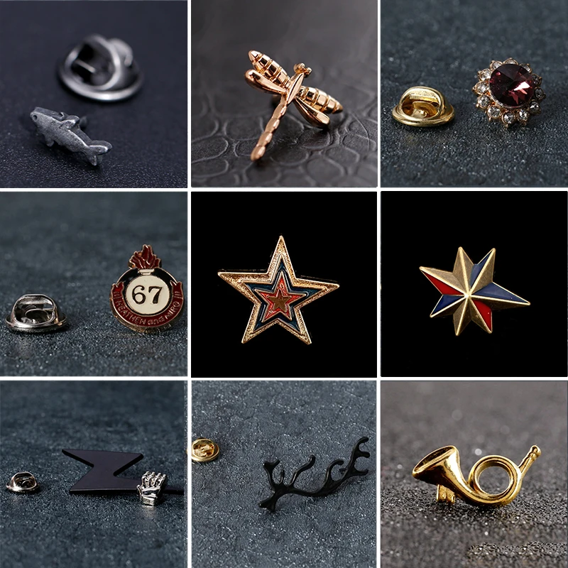С винтажными пуговицами в форме штырь отворотом эмали звезда маленькие значок