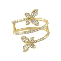 long women full finger ring micro pave cz multi wrap butterfly charm gold filled fashion finger jewelry