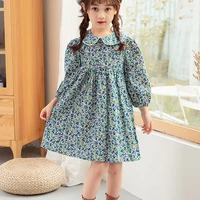 2022 new dress spring autumn baby clothes floral lapel princess dress kids clothing girl kids dress children dress
