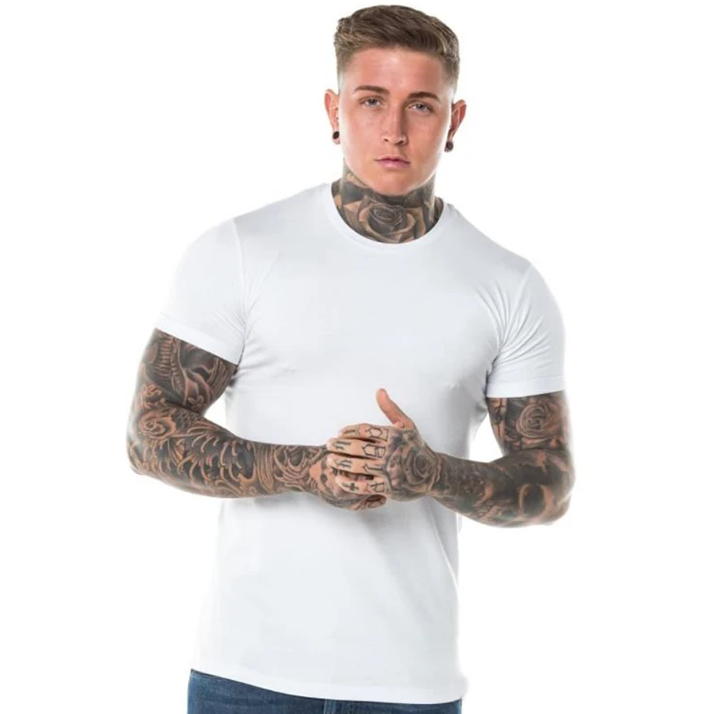 Футболка мужская с круглым вырезом модная тенниска из 100% хлопка повседневная