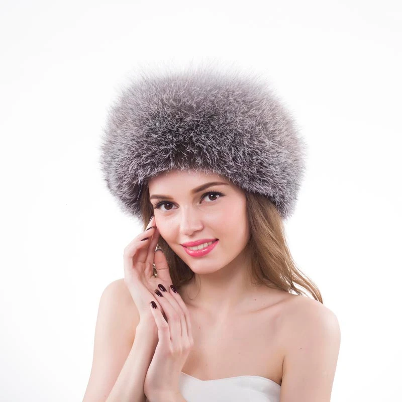 Зимняя женская меховая шапка шапки из натурального меха лисы головные уборы для