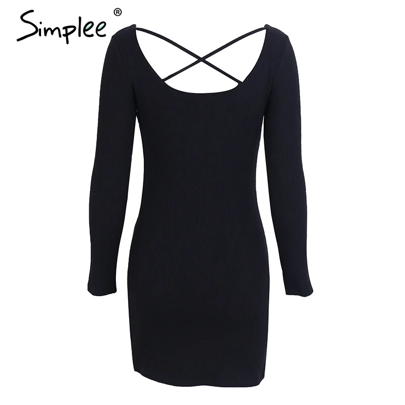 Осеннее и зимнее женское платье Simplee элегантное эластичное трикотажное свитер на