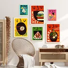 Постеры с изображением еды в ретро-стиле, абстрактные картины на холсте для кухни, ресторана, домашнего декора