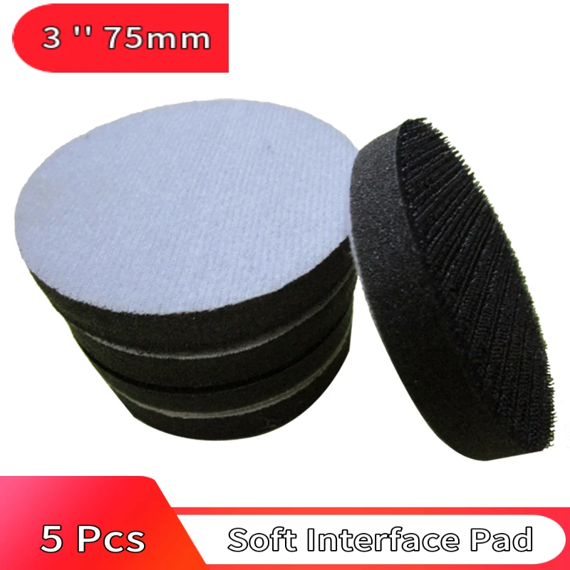 

5PCS 3 Inch 75mm Soft Sponge Interface Pad Damping Disc Pad Self-adhesive Backing Pad Hook and Loop