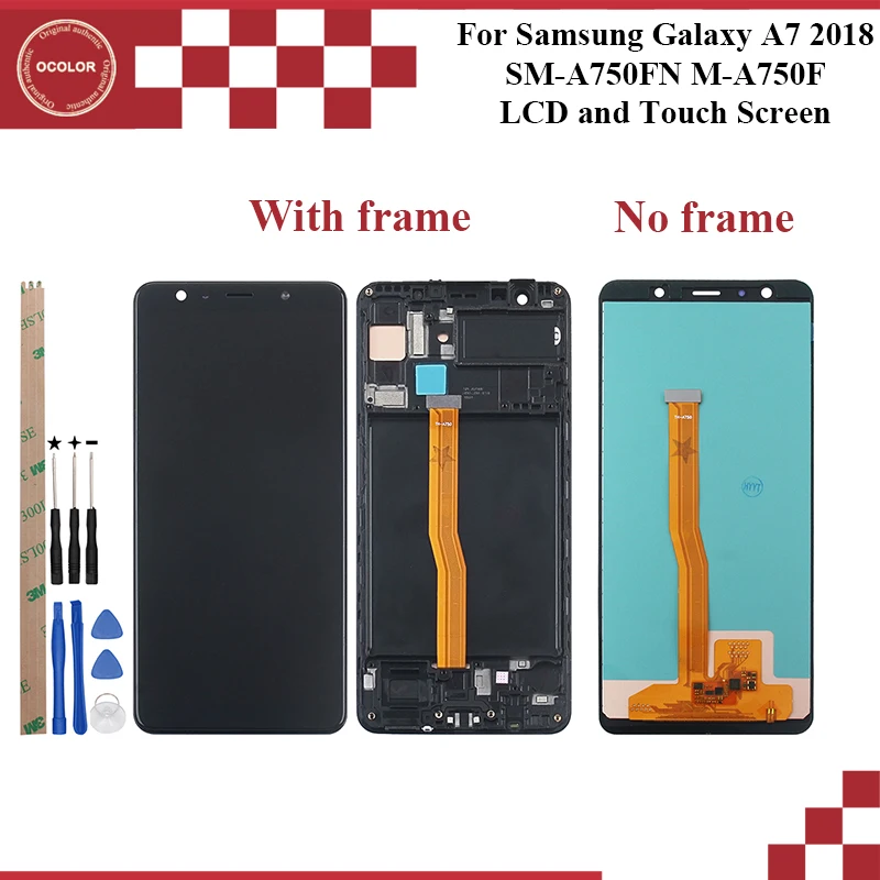 ocolor For Samsung Galaxy A7 2018 A750 LCD Display+Touch Screen Digitizer With Frame A750F SM-A750FN A750FN + Tools | Мобильные