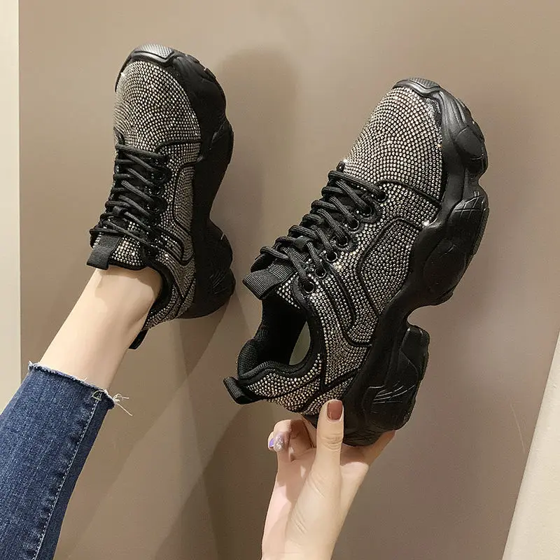 Роскошные весенние трендовые женские кроссовки Harajuku женская обувь на платформе