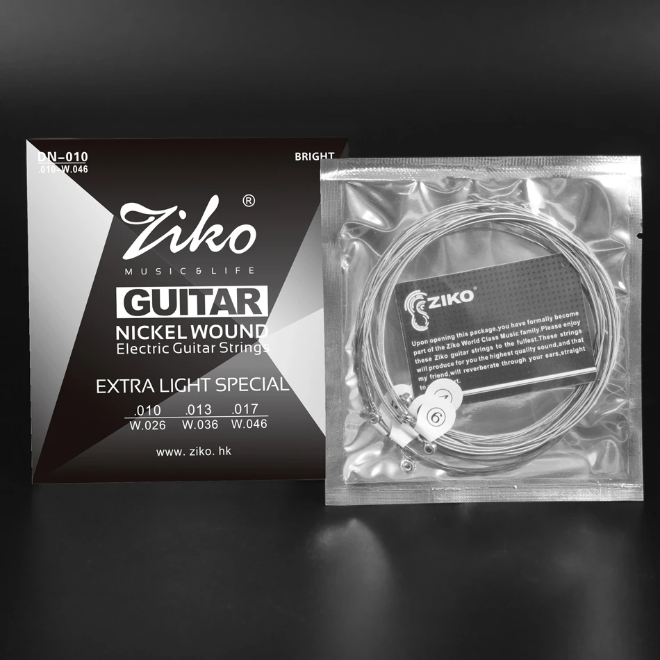 ZIKO DN серия Струны для электрогитары дополнительный светильник 009-042 и 010-046 дюймов с никелевой обмоткой шестигранного сплава
