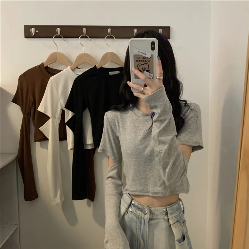 

Модный популярный топ для девушек Ins, суперкрасивый женский топ, дизайнерская нишевая рубашка с длинным рукавом Jum