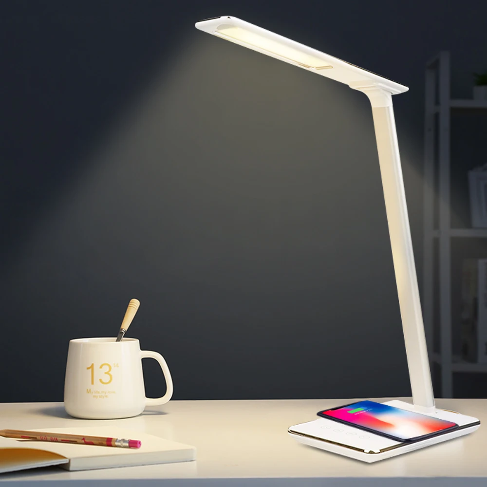 DIDIHOU Светодиодная настольная лампа 2 в 1 QI Беспроводная зарядка креативная защита