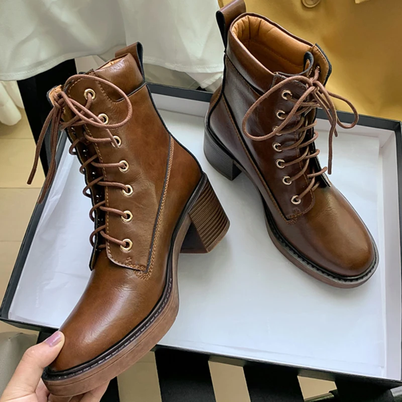 

Женские ботинки челси со шнуровкой, ботильоны на среднем массивном каблуке, модные ботинки в готическом стиле, зима 2022