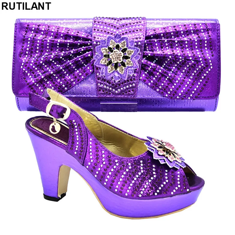 Новейший комплект из женских туфель и сумочки в африканском стиле Итальянский