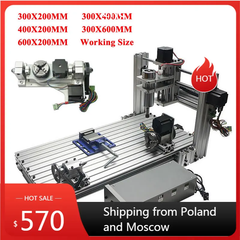 DIY ЧПУ 3060 3040 3020 4020 6020 5 оси 4 3 древесины гравировальный станок 400 Вт usb фрезерный
