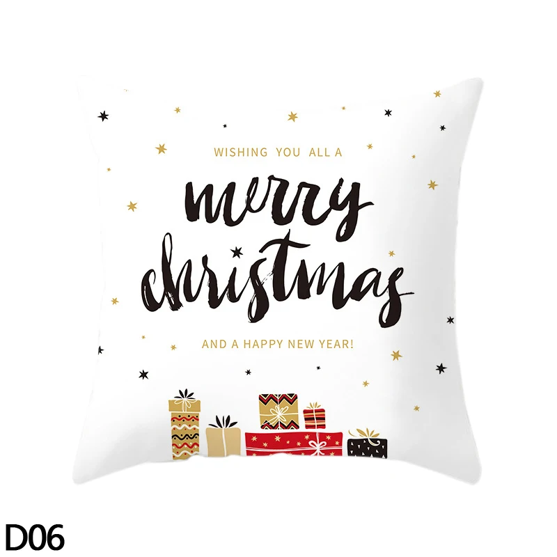 D06 merry christmas Санта Клаус веселая Рождественская наволочка для подушки, чехол для дивана, дома, кровати автомобиля, наволочка из полиэстера, Рождественские декоративные наволочки 45*45 см - Цвет: D06 merry christmas
