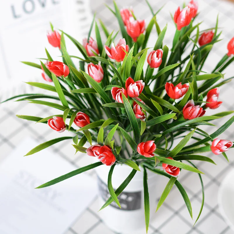 7 головок Искусственные тюльпаны цветы Декор Лаванда цвета PE Роза орех и хвост