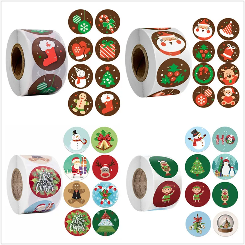 

500pcs Merry Christmas Stickers Christmas Candy Bag Elk Sealing Sticker Christmas Gifts Box Labels Decor New Year Navidad Natale