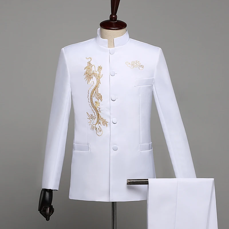 Мужской костюм в китайском стиле с вышивкой модель SL1595 из двух предметов