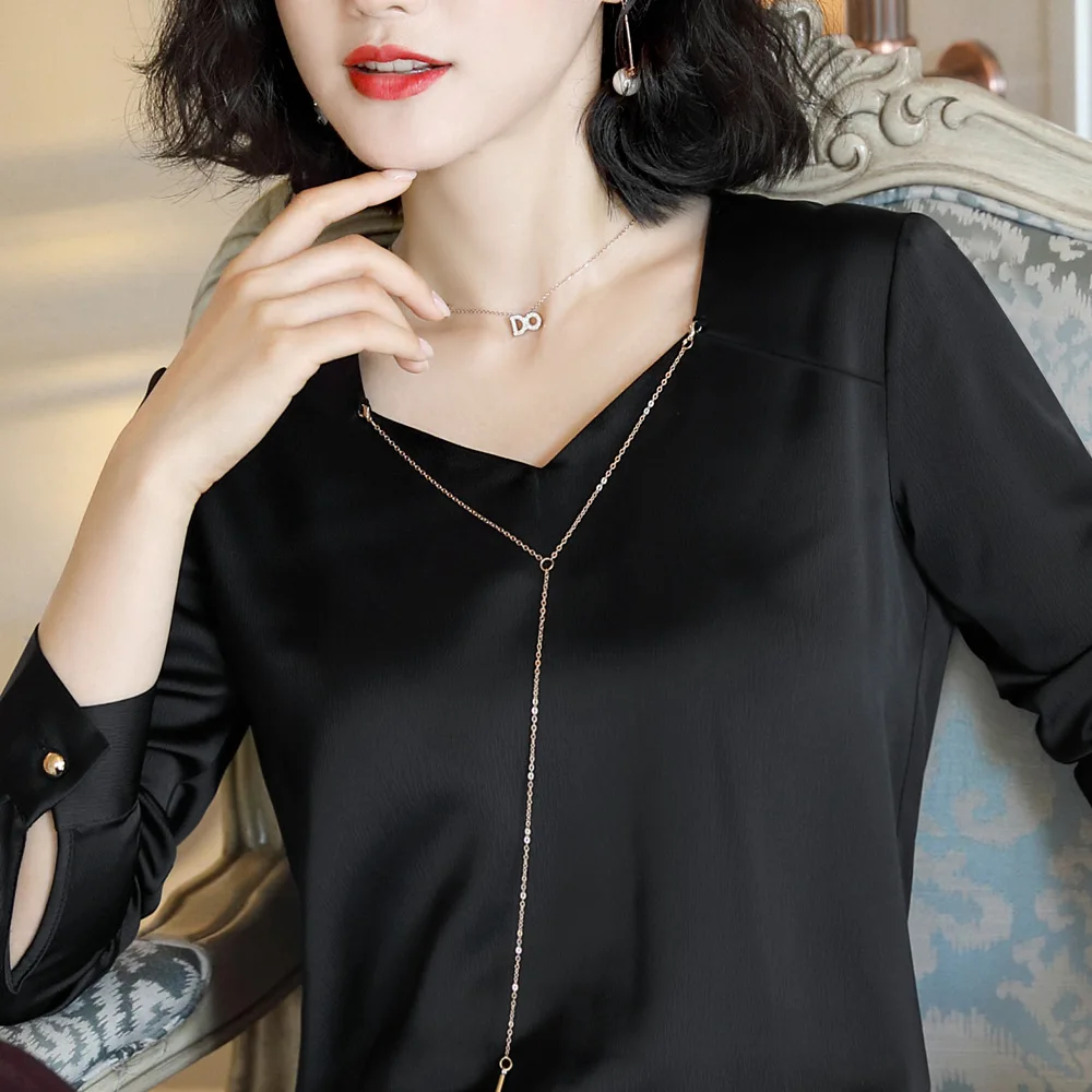 black shirt Женские брюки, костюм, комплект, осень, новая мода, длинный рукав, Лоскутная куртка, длинные брюки, для работы, для женщин, офисный костюм, ow0524 - Цвет: black shirt