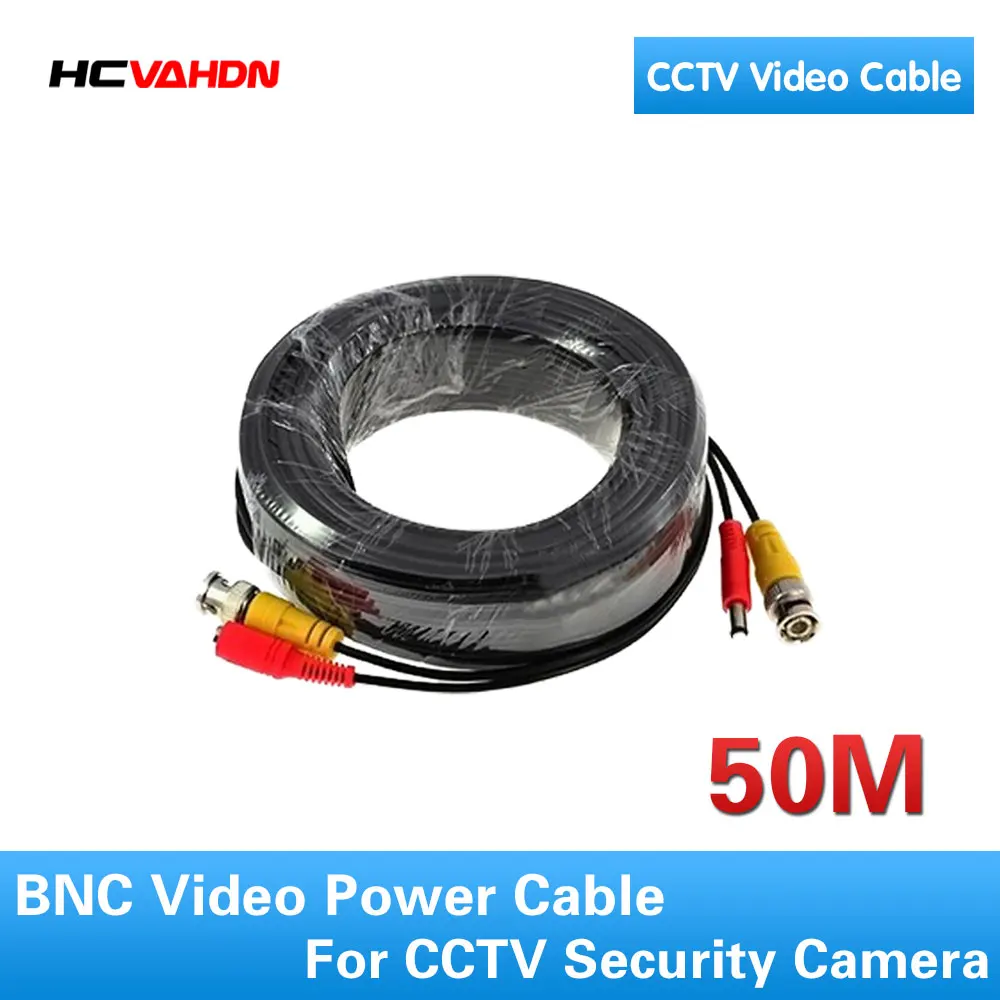 

HCVAHDN 50m cctv cable Video Power Cable high quality BNC + DC Connector for CCTV Security Cameras Free Shipping