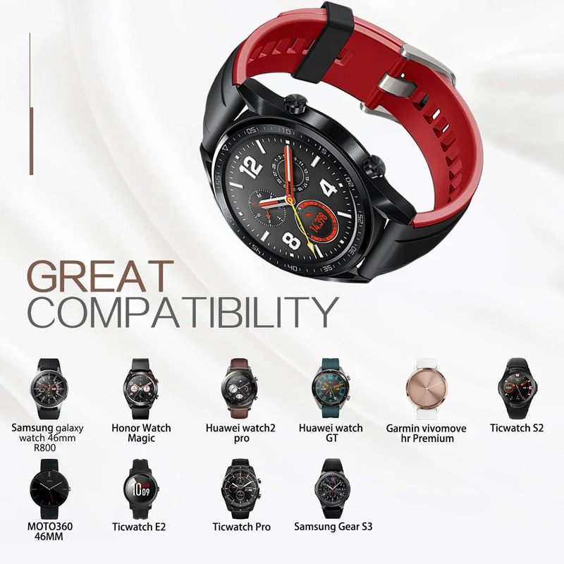 

22mm Silicagel for huawei watch gt 2 band 46mm Strap for galaxy active 46mm HONOR Magic strap Bracelet GT2 Smartwatch Watchband