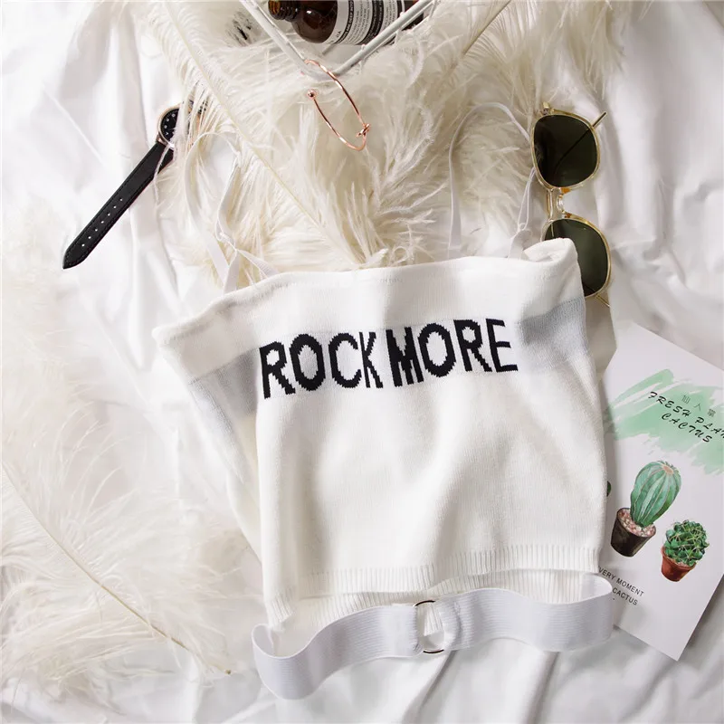 Топ женский летний с ремнем и надписью ROCK MORE 2020 | Женская одежда
