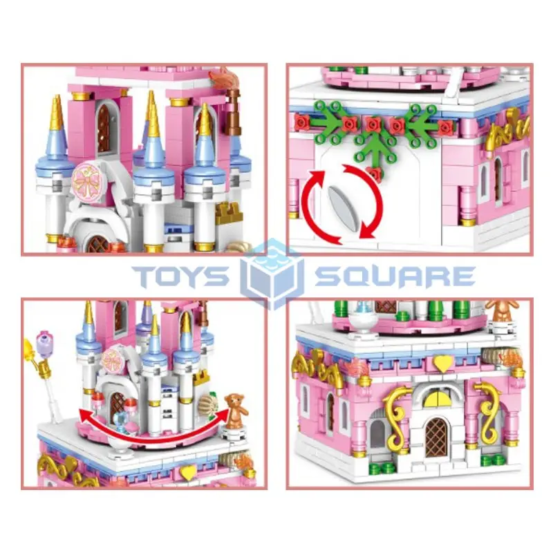 

The Castle Light Spin Music Box Model Building Blocks With Movie Action Figures Bricks Set Gifts Educational Toys For Children