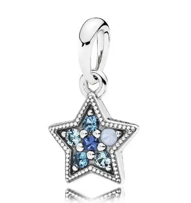 

Genuine 925 Sterling Silver Bead Charm Bright Star With Multi-Colored Crystals Pendant Fit pandora Bracelet & Necklace Jewelry