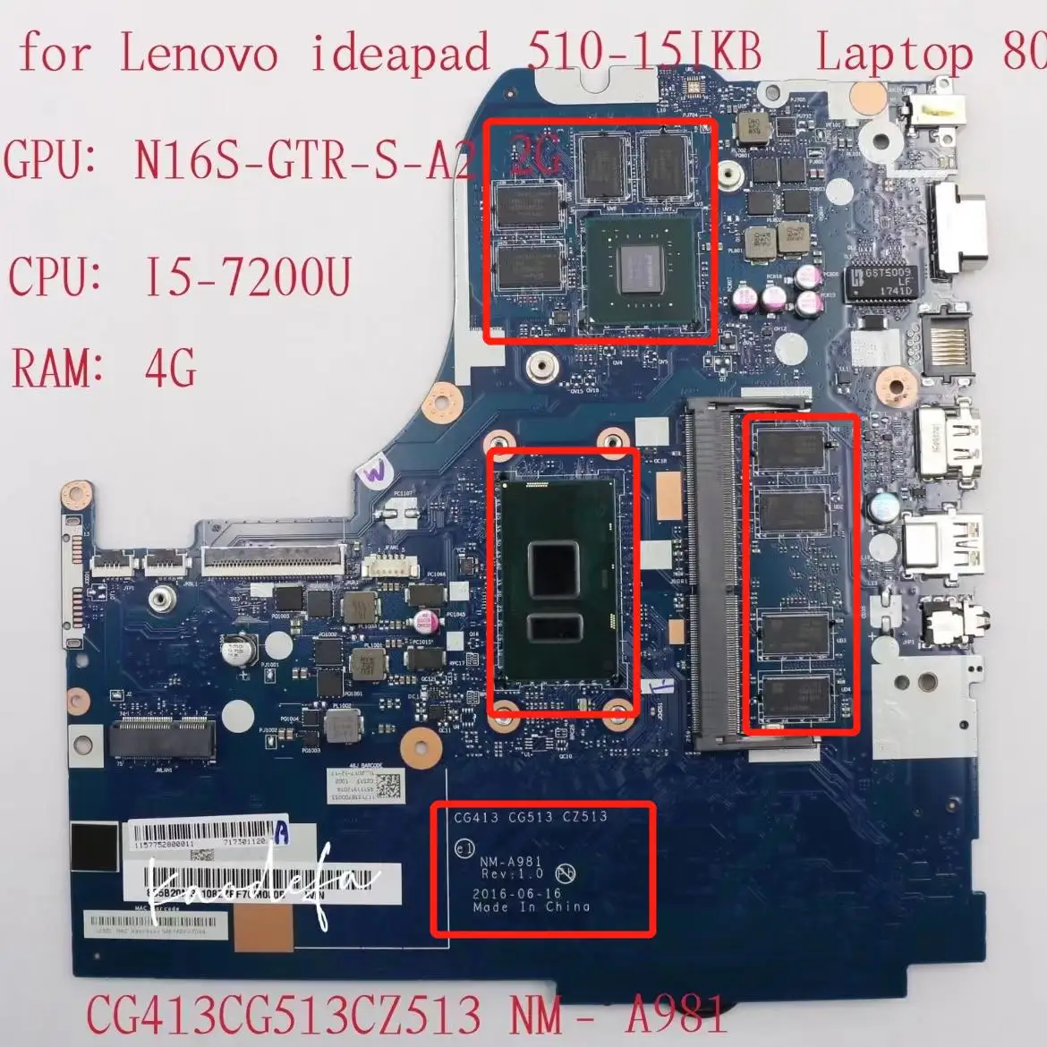 

510-15IKB материнская плата для Ideapad 510-15IKB Laptop 80SV 5B20M31108 5B20M31139 5B20M3117 6 CPU: NM-A981 GPU:940MX 2GB