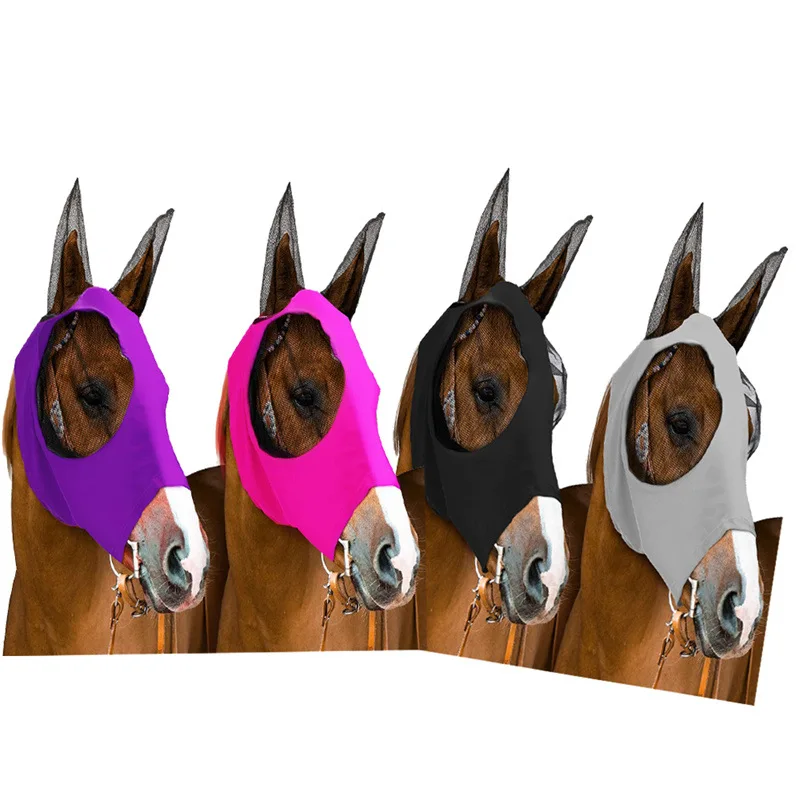 

Equestrian Horse Equipment Net yarn Breathable Horse Mask Anti-mosquito Pest Control Anti-flies Face Mask Equestrian Supplies
