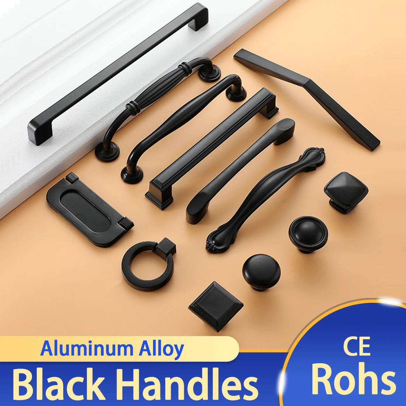 Черные ручки для мебели шкафа и ящика кухонные простой стиль|Ручки шкафа| |
