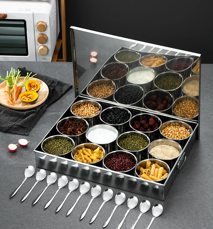 Коробка для специй из нержавеющей стали креативная банка 4/6/8/9/10/12 с крышкой