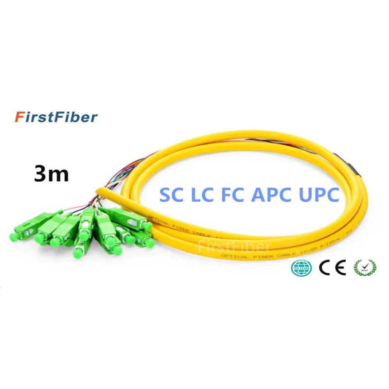3 м 12 цветов APC SC LC FC UPC волоконная косичка G657A ядер связка Simplex 9/125 одномодовый 0 9