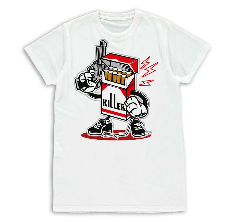Мужская футболка сигарета убийца мультфильм крутая Мода ретро Slim Fit S XXL футболки