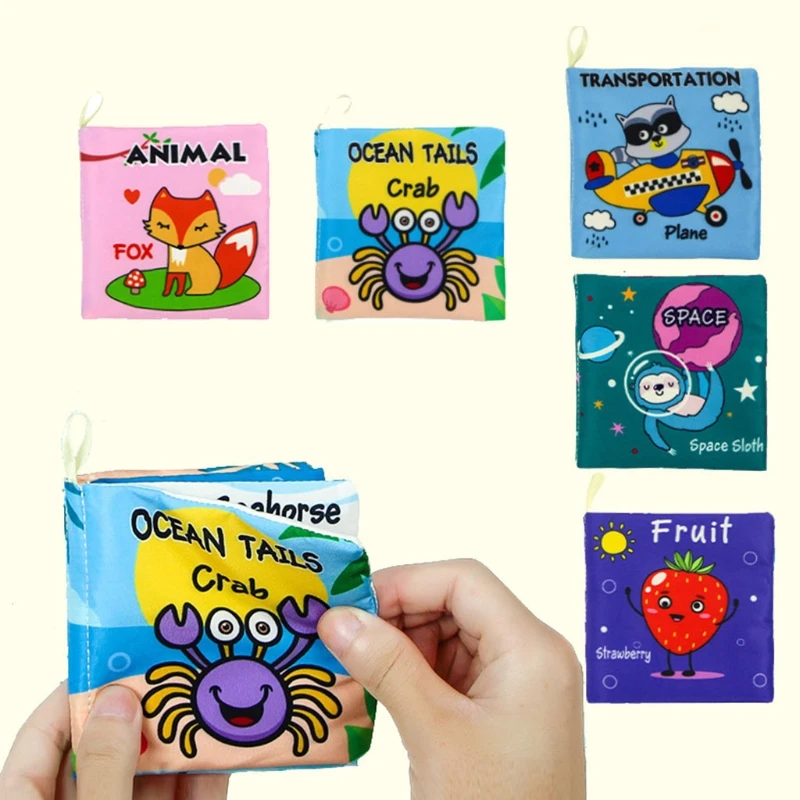 

Детская тканевая книга D7WF, детские книги с животными, Мягкая книга для раннего развития, Обучающие игрушки-погремушки для малышей