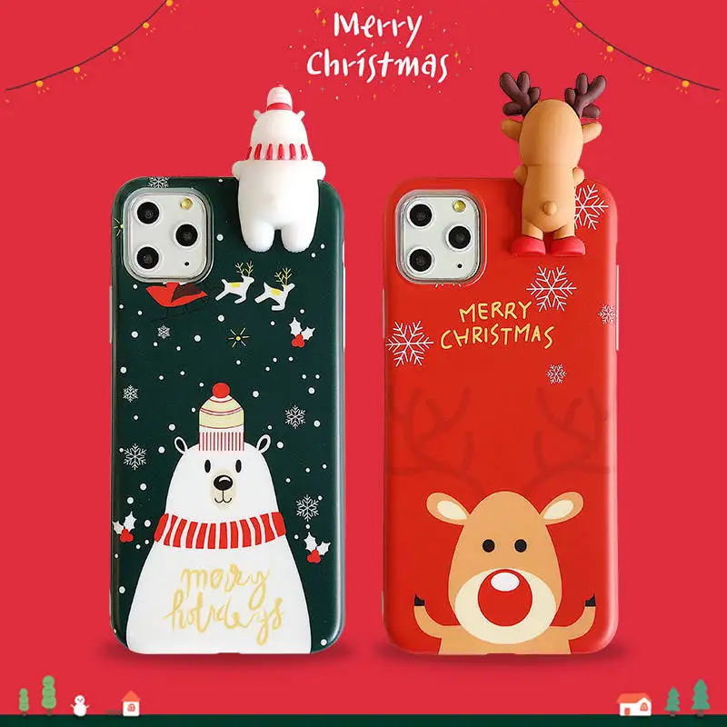 Новогоднее; рождественское 3D чехол для телефона для iphone11 pro max 6s 6 7 8 Plus X XS XR для huawei P20 P30 mate20 Honor20 мягкая крышка IMD