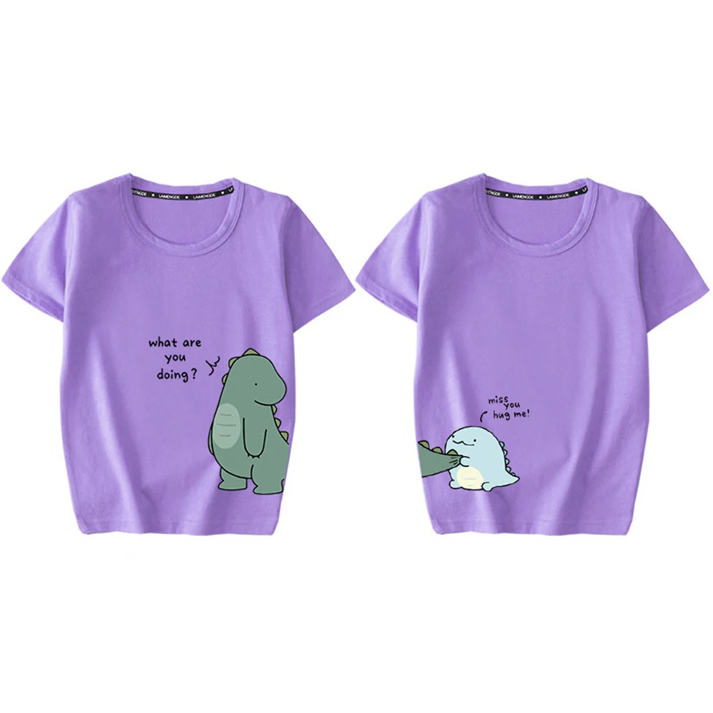 

Hot S-7XL Cotton Lovers Clothes Women Men Casual Tops Short Sleeve T-shirts For Couples Matching Clothes Cotton Tee Shirts