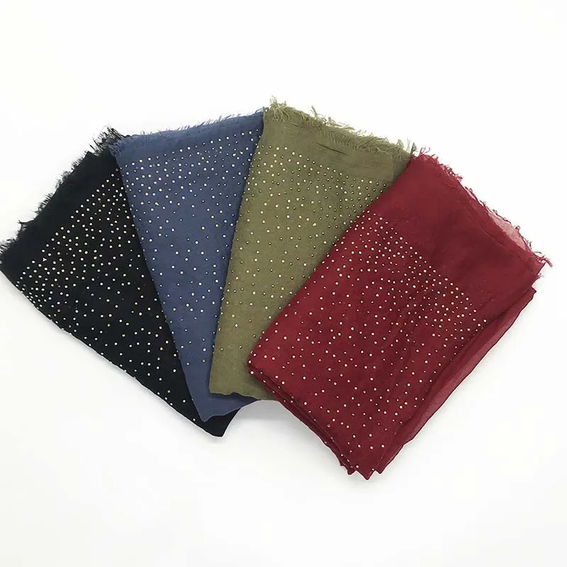 Новый сверкающий шарф со стразами хиджаб плотная шарфы и шали мягкая женская