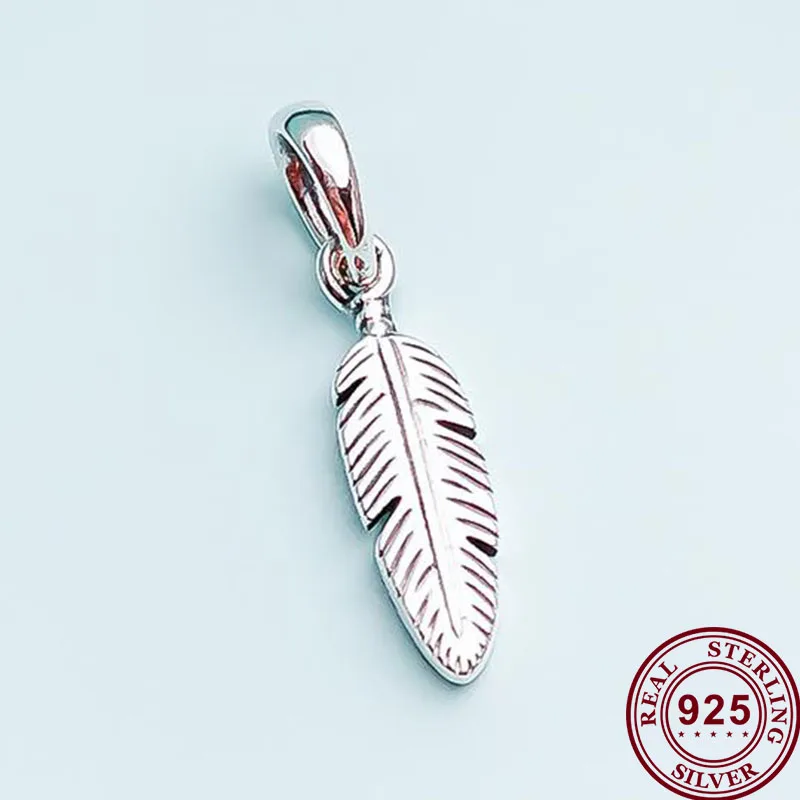 

100% 925 Sterling Silver Charm Creative Dream Catching Feather Pendant Fit Pandora Women Bracelet & Necklace Diy Jewelry