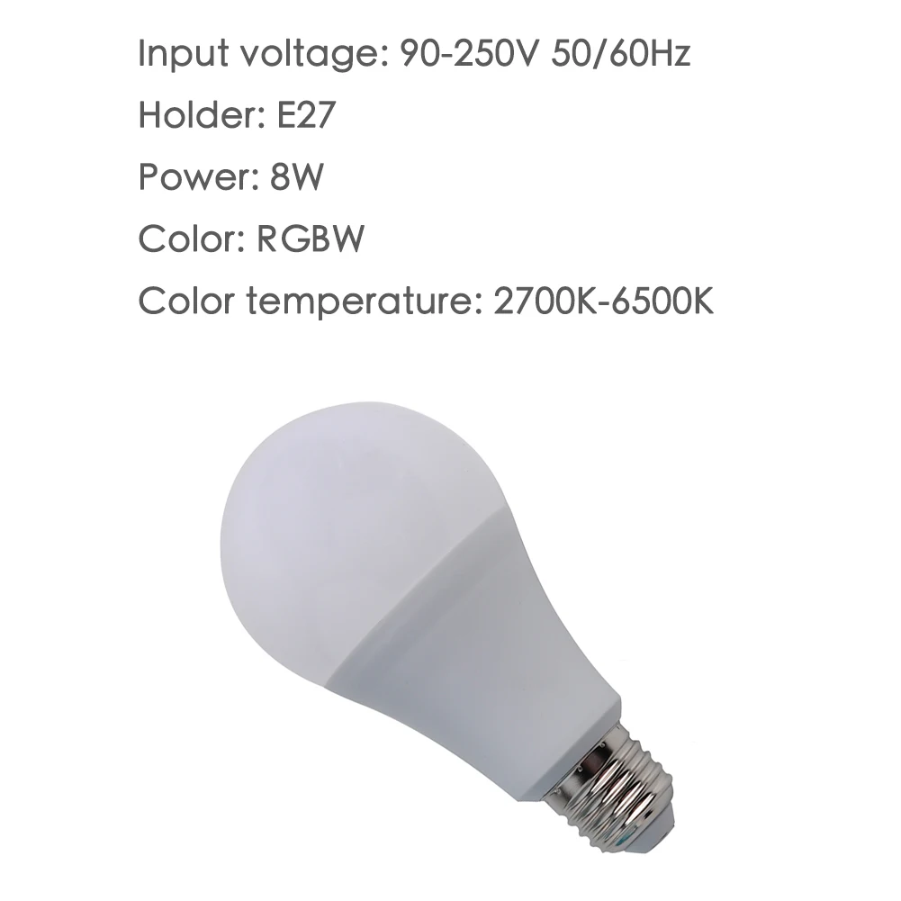 Умная лампа RGB с Wi-Fi голосовым управлением работает Tuya Smart Life Alexa Google IFTTT E27 RGBW 90-250 В 2